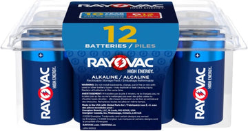 Rayovac 813-12PPK Battery, 1.5 V Battery, 17,500 mAh, D Battery, Alkaline