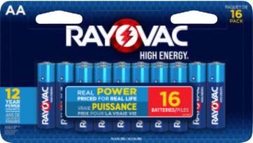 Rayovac 815-16LTK Battery, 1.5 V Battery, 3000 mAh, AA Battery, Alkaline