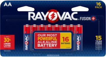 Rayovac FUSION 815-16LTFUSK Premium Battery, 1.5 V Battery, 2700 mAh, AA Battery, Alkaline, Zinc, Red/Silver