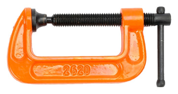 Pony 2620 Classic C-Clamp, 400 lb Clamping, 2 in Max Opening Size, 1 in D Throat, Ductile Iron Body, Orange Body