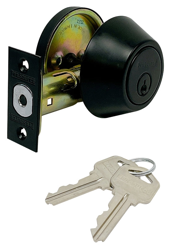 ProSource DLX91-SP5V24 Deadbolt, 3 Grade, Brass Key Key, Metal, Matte Black, 2-3/8, 2-3/4 in Backset, KW1 Keyway