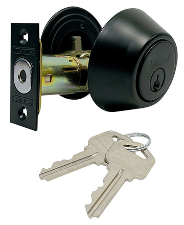 ProSource DLX92-SP5V24 Deadbolt, 3 Grade, Brass Key Key, Metal, Matte Black, 2-3/8, 2-3/4 in Backset, KW1 Keyway