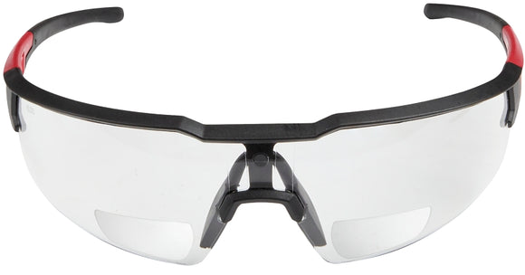 Milwaukee 48-73-2204 Safety Glasses, Unisex, Scratch-Resistant Lens, Polycarbonate Lens, Plastic Frame, Black/Red Frame