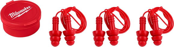 Milwaukee 48-73-3151 Reusable Ear Plugs, 26 dB NRR, Silicone, Red