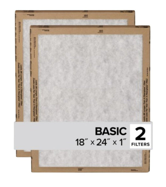Filtrete FPL21-2PK-24 Air Filter, 24 in L, 18 in W, 2 MERV, For: Air Conditioner, Furnace and HVAC System