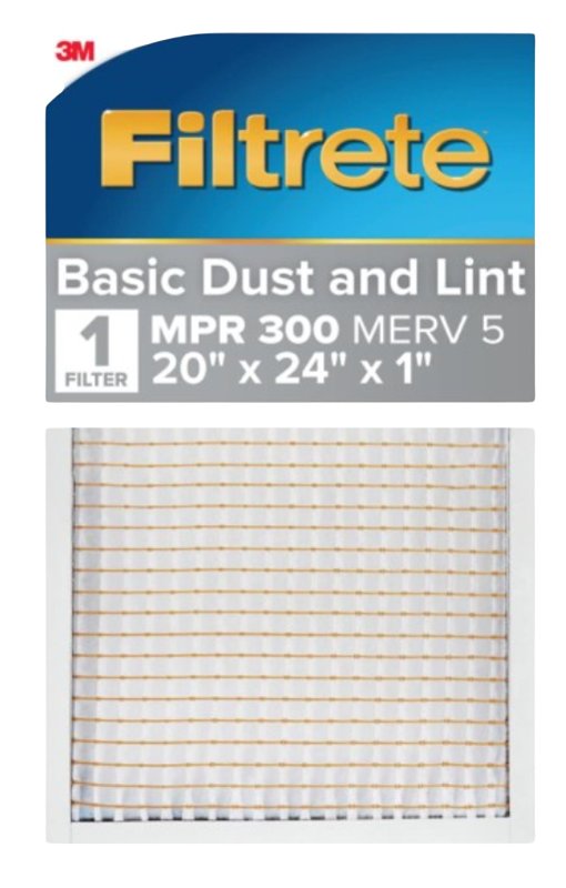 Filtrete 326-4 Air Filter, 24 in L, 20 in W, 5 MERV, 300 MPR, Synthetic Frame