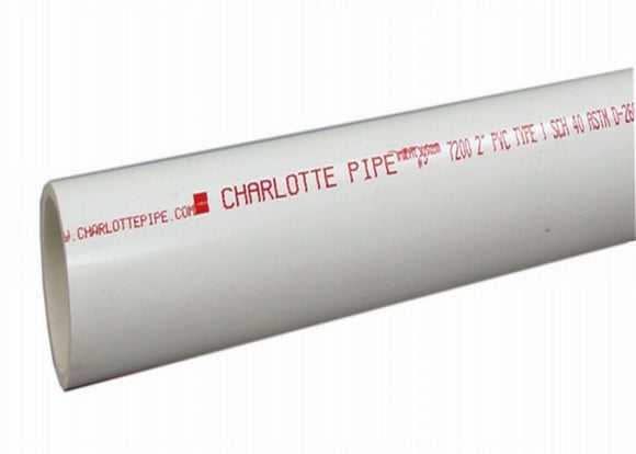 Charlotte Pipe PVC 7112 1000H Pipe, 1-1/2 in, 5 ft L, SCH 40 Schedule, PVC, White