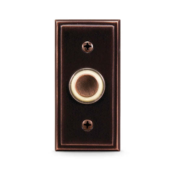 Heath Zenith SL-716 Doorbell Pushbutton, Wired, Metal, Oil-Rubbed Bronze, Lighted