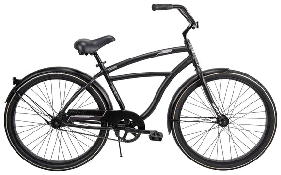 Huffy 66649 Men's Cruiser Bicycle, Men, Aluminum Frame, Rear Coaster Brake, 26 in Dia Wheel, Matte Black