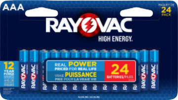 Rayovac HIGH ENERGY 824-24LTK Battery, 1.5 V Battery, AAA Battery, Alkaline