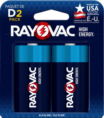 Rayovac HIGH ENERGY 813-2K Household Battery, D Battery, Alkaline