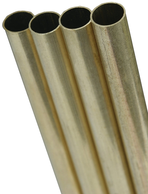 K & S 1150 Decorative Tube, Round, 36 in L, 9/32 in Dia, 0.014 in Wall, Brass
