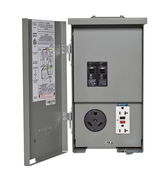 Connecticut Electric CESMPSC41GRHR RV/EV Power Outlet, 1-Phase, 30 A, 240 V, 2-Space, NEMA 3R Enclosure, Bolt-On