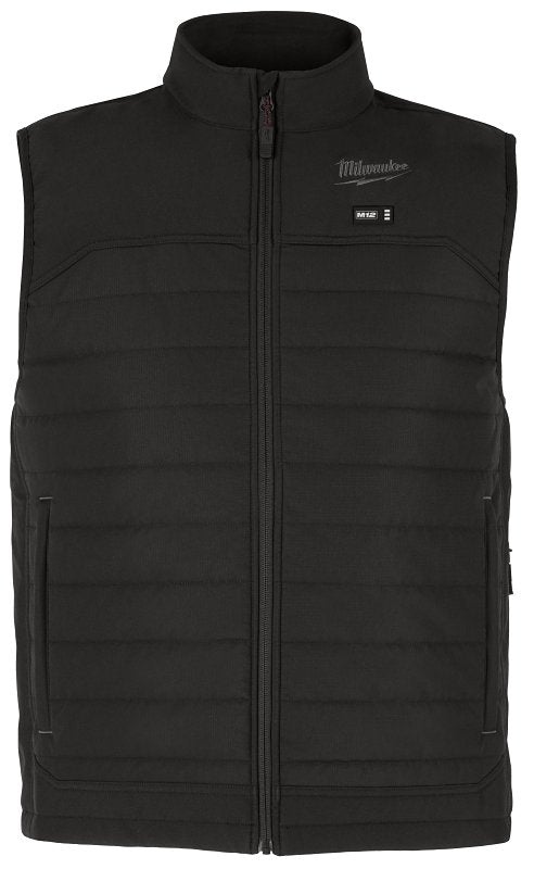 Milwaukee M300B-21XL Heated Vest Kit, XL, Men's, Fits to Chest Size: 44 to 46 in, Polyester, Black, Zipper