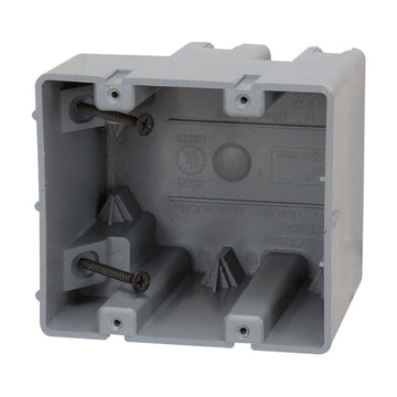 Soutwire Romex® MSB2G Device Box, 2 -Gang, 4 -Knockout, 1/2 in Knockout, PVC, Gray, Wall Mounting