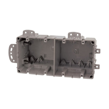 Southwire® Romex® MSBMMT4G Multi-Mount Outlet Box, 4-Gang, 2-Knockout, 1/2 in, Polycarbonate, Gray, Wall