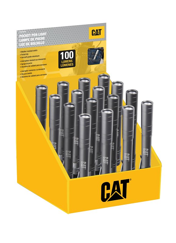 CAT CATERPILLAR Series CT221016 Pocket Pen Light, AAA Battery, LED Lamp, 100 Lumens, 30 m Beam Distance, 3.5 hr Run Time