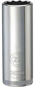 SOCKET DEEP 1/2DRIVE 12PT 22MM