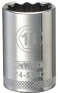 SOCKET 1/2IN DRIVE 12PT 18MM  