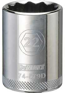 SOCKET 1/2IN DRIVE 12PT 22MM  
