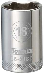 SOCKET 1/2 DRIVE 6PT 18MM     