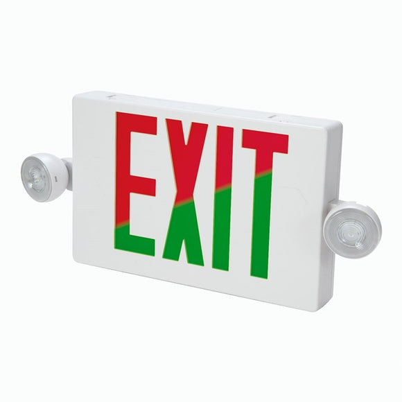 Sure-Lites APC7RG Exit Light, 16-9/16 in OAW, 8-1/4 in OAH, 120/277 VAC, 4.04 W, LED Lamp, Thermoplastic Fixture, White
