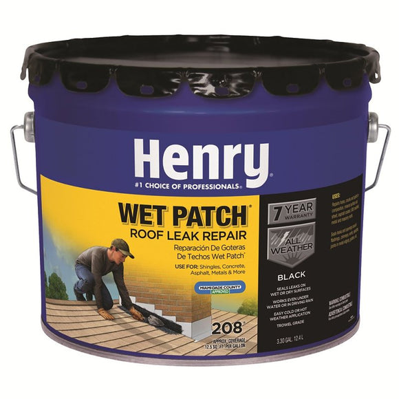 Henry Wet Patch 208R Series HE208061 Roof Cement, Black, Liquid, 3.5 gal Can