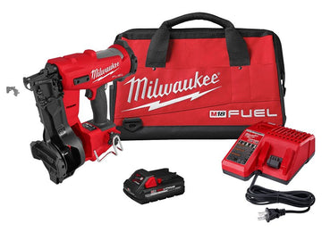 Milwaukee M18 FUEL 2909-21 Coil Roofing Nailer Kit, Battery Included, 18 V, 3 Ah, 1100 Magazine, 15 deg Collation