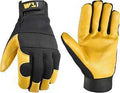 WORK GLOVES LTHR HYB BLK/YL XL