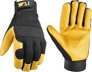 WORK GLOVES LTHR HYB BLK/YL XL
