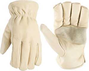 WORK GLOVES COWHIDE LTHR WHT S
