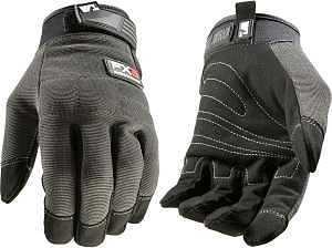 WORK GLOVES SYN LTHR GRY/BLK M