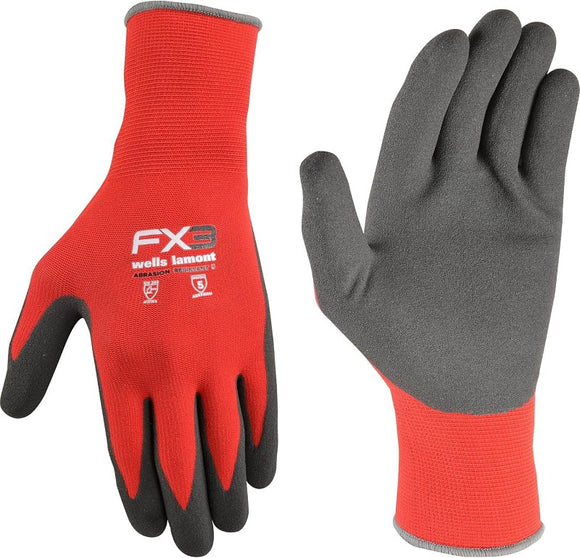 Wells Lamont FX3 Series 448-M Work Gloves, Breathable, Men's, M, Elastic Knit Wrist Cuff, Black/Gray