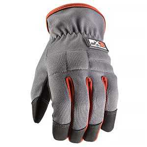WORK GLOVES SYN LTHR BLK/GRY L