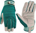 WORK GLOVES SYN LTHR GRY/GRN M