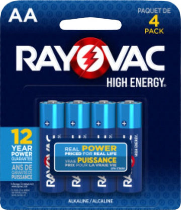 Rayovac HIGH ENERGY 815-4K Household Battery, AA Battery, Alkaline, Rechargeable: No