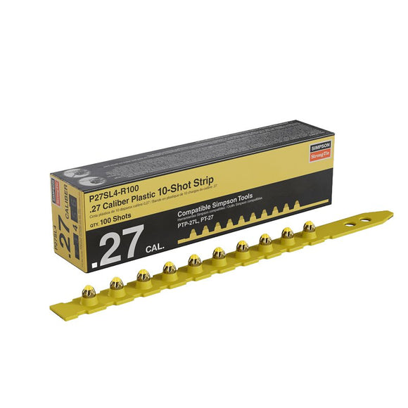 Simpson Strong-Tie P27SL4-R100 Strip Load, 0.27 Caliber, Power Level: 4, Yellow Code, 10-Load