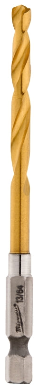 Milwaukee SHOCKWAVE 48-89-4610 Impact Drill Bit, 13/64 in Dia, 3-1/2 in OAL, Twist Flute, 1/4 in Dia Shank, Hex Shank