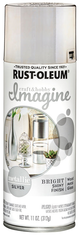 Rust-Oleum Imagine 355101 Craft Spray Paint, Metallic, Silver, 11 oz, Can
