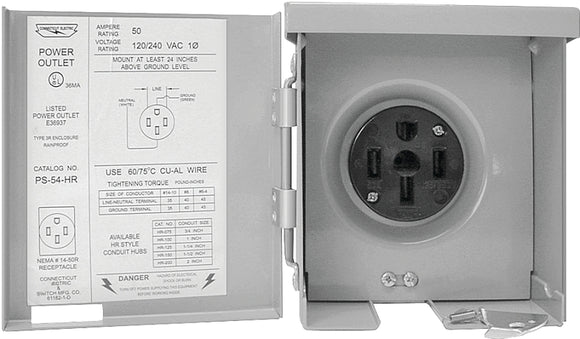 Connecticut Electric PS-54-HR Power Outlet, 50 A, Steel