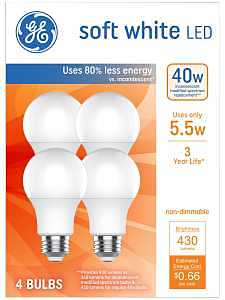 LED LIGHT BULB A19 SFT WHT 40W