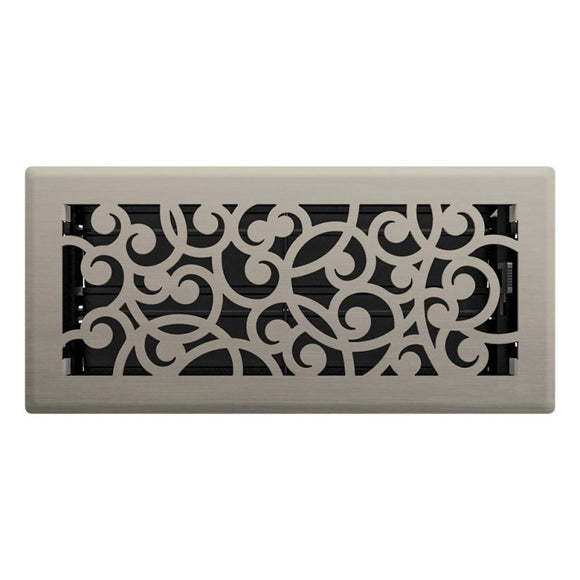 Imperial RG3360 Wonderland Design Decorative Floor Register, 10 in L, 4 in W, Steel, Brushed Nickel