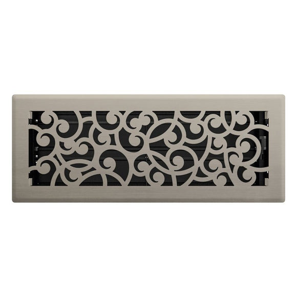 Imperial RG3361 Wonderland Design Decorative Floor Register, 12 in L, 4 in W, Steel, Brushed Nickel