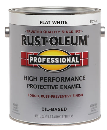 Professional 215968 Enamel Paint, Oil Base, Flat Sheen, White, 1 gal, Can, 265 to 440 sq-ft/gal Coverage Area