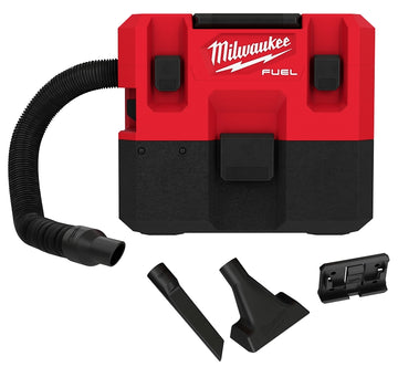 Milwaukee 0960-20 Wet and Dry Vacuum, 1.6 gal, 45 cfm Air, 87 dBA, HEPA, 12 V, Black/Red