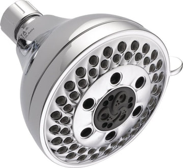 Delta 75569C Shower Head, 1.75 gpm, 1/2 in Connection, IPS, 5-Spray Function, Plastic, Chrome, 4-5/32 in Dia