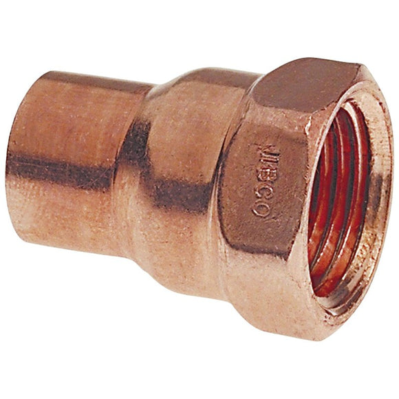 Nibco 603 Series W01130D Pipe Adapter, 1-1/2 in, Sweat x FPT, Copper