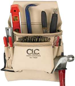 NAIL/TOOL BAG 8PKT CRPTR LTHR 