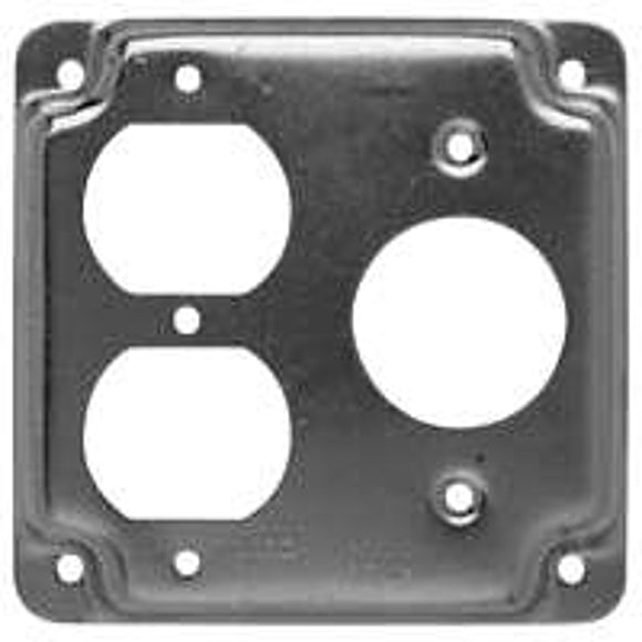 Raco 831C Exposed Work Cover, 1-5/8 in Dia, 4-3/16 in L, 4-3/16 in W, Square, 2-Gang, Steel, Gray, Galvanized