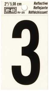 NUMBER HOUSE 3 2IN REFL BLK   